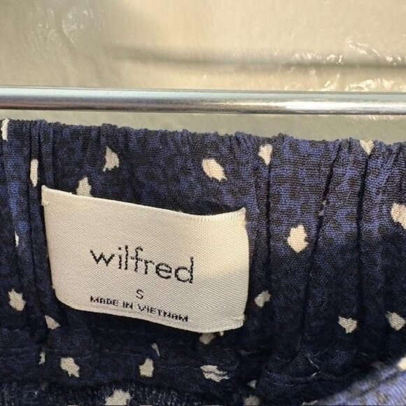 Aritzia Wilfred Pants Womens Small Navy Polka Dot Wide Leg Cropped Tie Waist - Picture 4 of 9